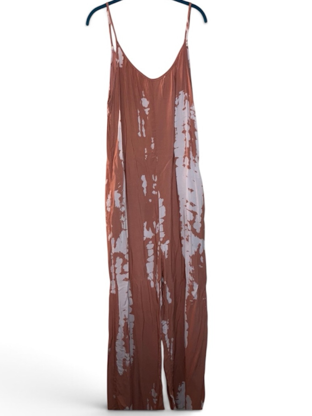 Women's Rust / Pink and White Tie-Dye Spaghetti-Strap Jumpsuit
